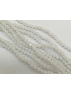 Бусины стеклянные граненые "Биконус", 3 мм, цвет белый керамика  (C301)