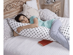 Подушка обнимашка  в рост I 160 х 30 см или 190  х 35 см  холлофайбер с наволочкой на молнии сатин сердечки Love на белом