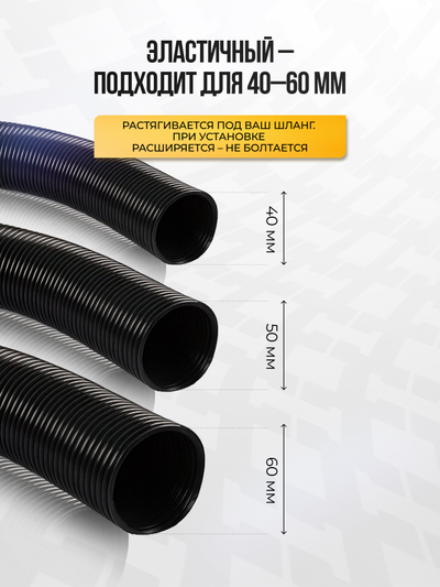 Кожух для шланга ПЭТ 40-60 мм. черный (1 м.)