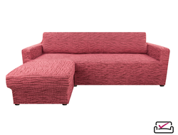 Чехол на угловой диван с левым выступом Тела Ридже Бордовый. ИТАЛИЯ Бренд Еврочехол