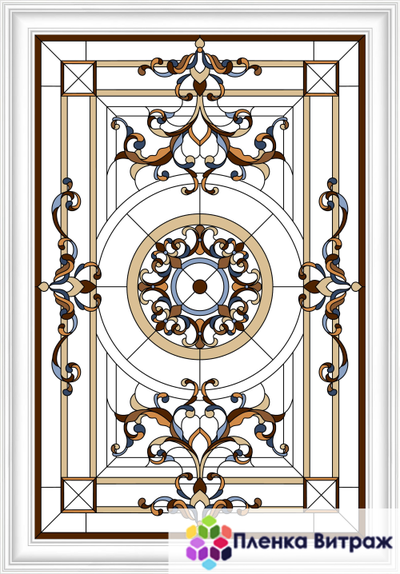 Пленка самоклеющаяся на потолок , витражная пленка, пленочный витраж с классическим рисунком