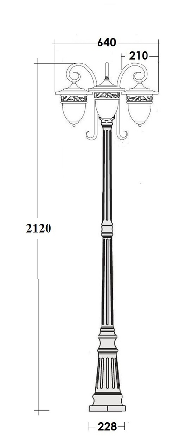 Садово-парковые светильники KRAKOW 1-3L(столб 3 фонаря )