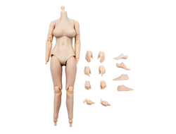 Женское тело с фиксированной шеей - Коллекционная фигурка 1/12 Female Pale Skin Middle Chest Flexible Action Figure Body (HY-001A) - HENG TOYS