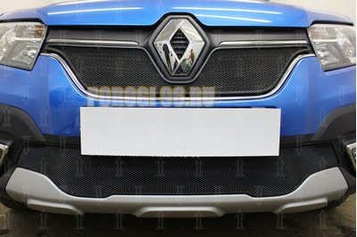 Защита радиатора Renault Logan Stepway 2018- / Renault Sandero Stepway 2018- (black низ)