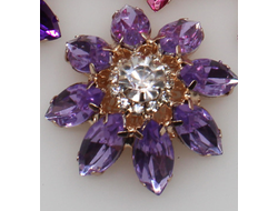 ПУГОВИЦЫ ДЕКОРАТИВНЫЕ СО СТРАЗАМИ Dolce&Gabbana, 31 мм. 50 шт. Р-0062. Цвет: лавандовый