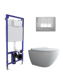 Комплект BERGES: инсталляция NOVUM, кнопка S3 хром глянец, унитаз PUMA XL Rimless, сиденье дюропласт Toma Slim SO, микролифт, быстросъем