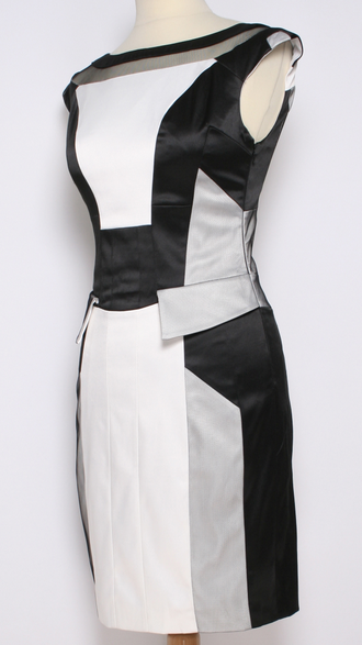 ПЛАТЬЕ АТЛАСНОЕ "К. М."комбинированное чёрно-белое р.40-48