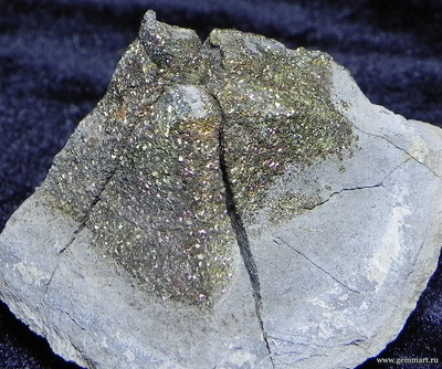 Пирит, "спектропирит", в полости конкреции. Россия. 65*35*40мм