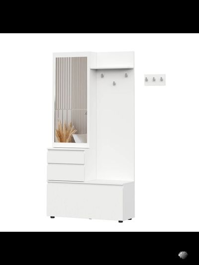 Одри Вешалка с зеркалом Белый