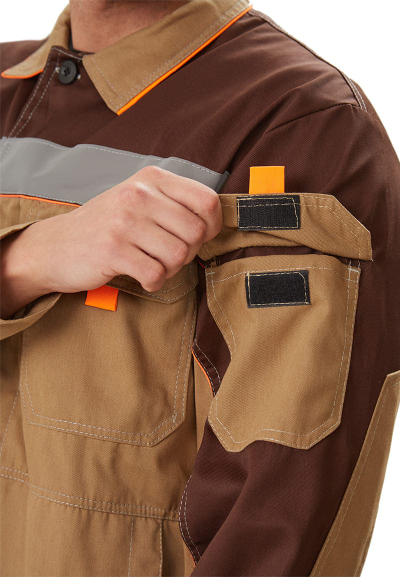 Костюм "РОЛЬФ" куртка/полукомбинезон, цвет: БЕЖЕВЫЙ/КОРИЧНЕВЫЙ, ткань: Твил-210