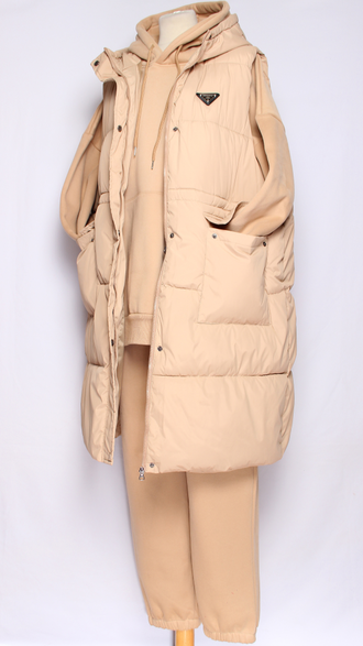 Костюм тройка: худи, брюки, жилет."Теплый с жилетом" бежевый р.48-50