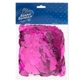 Конфетти фольга Сердце, Фуксия, Металлик, 1,5 см, 50 г.