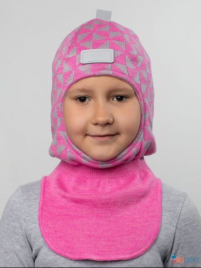 Шапка-шлем "Бантики" 20201-07, цвет розовый, серый, р. 52-54