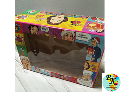 Коробка "Новый год. Поп-арт" для 6 капкейков с панорамным окном