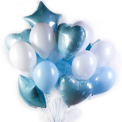 Шар (18''/46 см) Сердце, Голубой, Макарунс