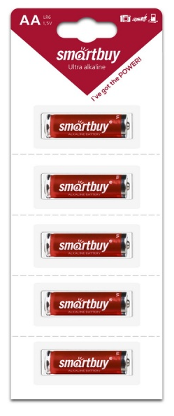 Батарейка алкалиновая АА SmartBuy LR6/5B strip 5 шт блистер (SBBA-2A05B)