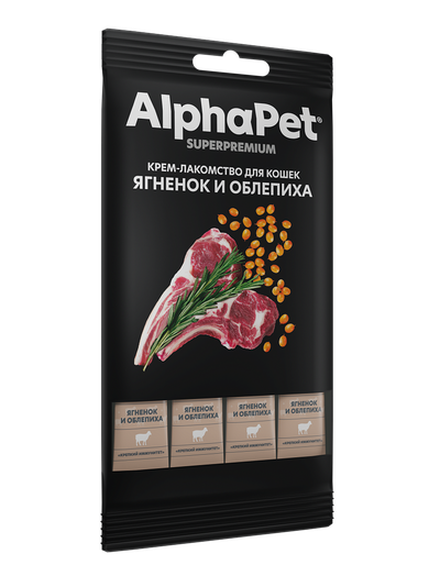 AlphaPet (Альфа пет) Крем-лакомство для кошек с ягненком и облепихой, 48 г