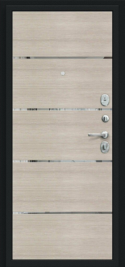 Дверь Входная - "Лайн" Cappuccino Veralinga IMP-6/Букле черное