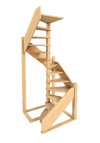Деревянная межэтажная лестница ЛЕС-1,2ВУ поворот 360°