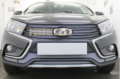 Защита радиатора Lada Vesta 2015- / Vesta SW 2017- / Vesta Cross 2018- / Vesta SW Cross 2018- (4 части) chrome верх