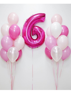 Набор шаров с гелием "Клубника со сливками" с цифрой