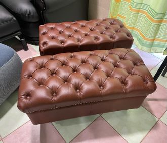 Новый пуфик Chesterfield. Натуральная 100% кожа. Финский.