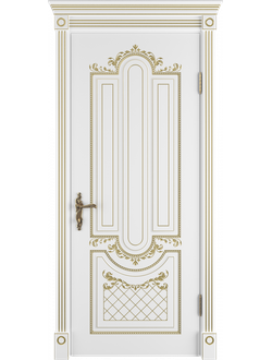 VFD. ALEXANDRIA/ POLAR PG 3D. АЛЕКСАНДРИЯ 3D/ БЕЛАЯ ЭМАЛЬ-ПАТИНА ЗОЛОТО. ПОЛОТНО ГЛУХОЕ