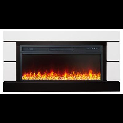 Линейный электрокамин Modern белый с черным с очагом Vision 42 LED