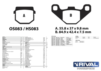 Тормозные колодки Rival HS083 (FA083, FA067) для CF MOTO CF Moto 800-3 Tracker задние прав/лев