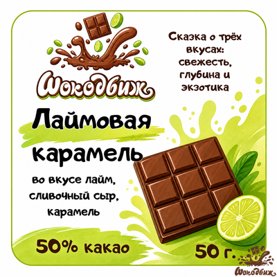 Молочный 50% шоколад "Лаймовая карамель" плитка 50 г
