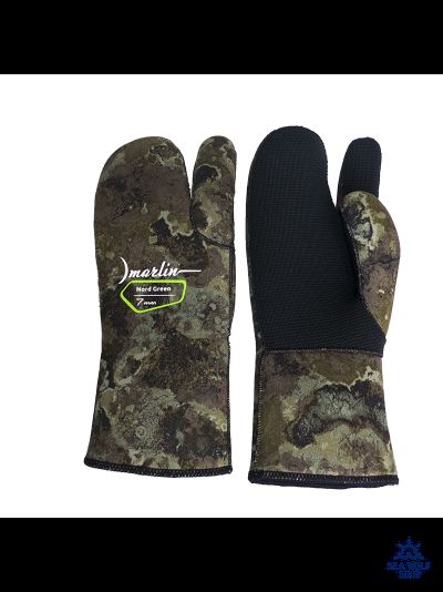 Рукавицы неопреновые 7мм Marlin NORD camo 3х-палые ОП р.M