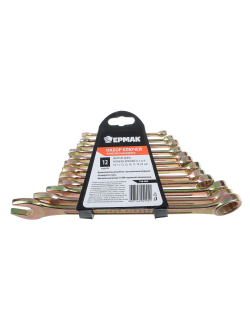 ЕРМАК Набор ключей рожково-накидных, 12 предм., 6-22мм, желтый цинк,