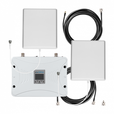 Комплект DS-1800/2100-23C3 - минимальный набор оборудования с репитером мощностью 200 мВт для усиления сигнала сотовой связи в стандартах 2G GSM1800, 3G UMTS2100, 4G LTE1800