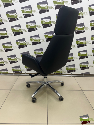 Кресло "Сиена Хром / SIENA CHROME" A высокая спинка экокожа "Наппа/Nappa" 999/база Галактика