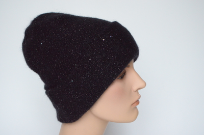 Вицио Италия черная шапка с отворотом