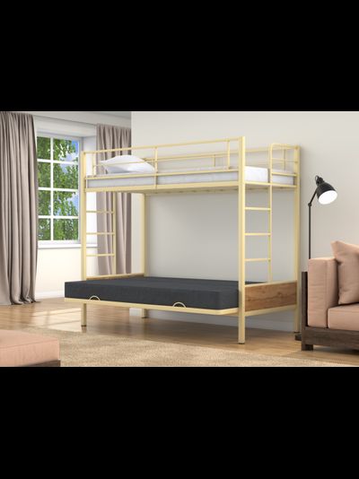 Двухъярусная кровать-диван Дакар 1 Слоновая кость (вставки дуб крафт табак)