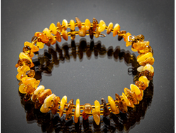 Браслет из янтаря, двойной , безразмерный