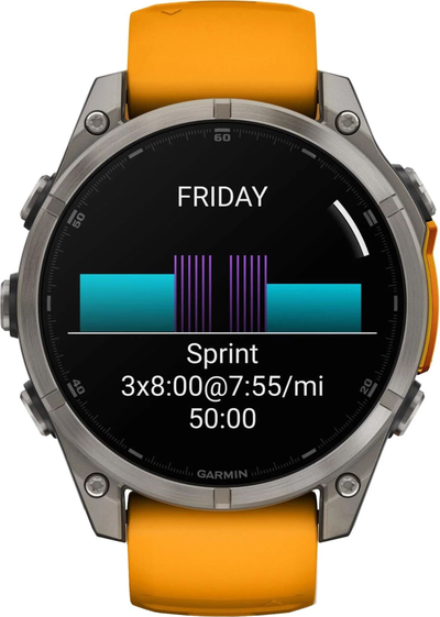 Часы Garmin Fenix 8 —47mm AMOLED Sapphire Titanium Spark Orange / Graphite