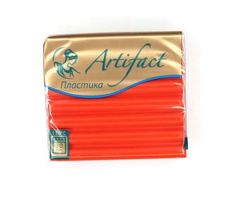 полимерная глина "Артефакт", цвет-красный апельсин, брус 56 грамм