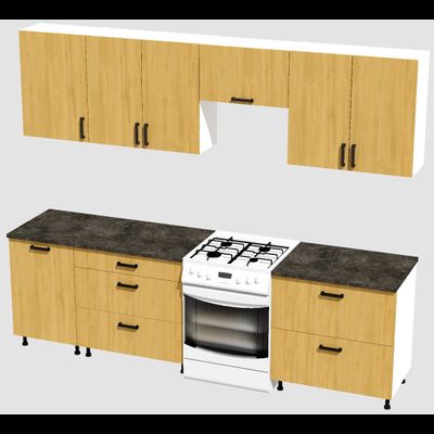 Кухня Эконом 2,1 метра (1300х800) Цвет: Дуб Сонома/Дуб Сонома