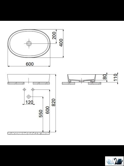 Раковина Creavit Loop LP160-00CB00E-0000 LP160, овальная 60 см, глянец белоснежного цвета