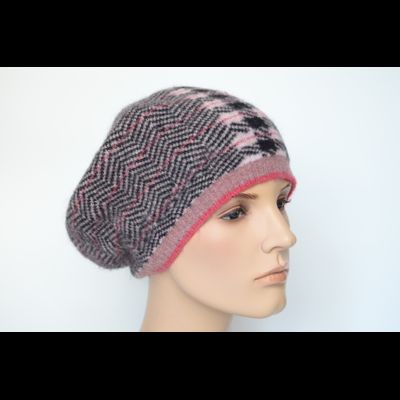 Вязаный берет зигзаг и клетка Vizio Италия 8076 BO розовый