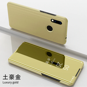 Зеркальный чехол-книжка для Xiaomi Redmi Note 7 (золотой)