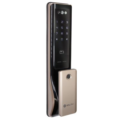 Умный дверной замок с ручкой Solity GP-6000BAK Champagne Gold, Face-ID