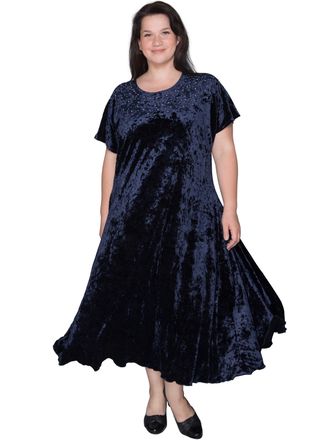Эффектное платье из бархата БОЛЬШОГО размера Арт. 8061 (Цвет синий) Размеры 60-90