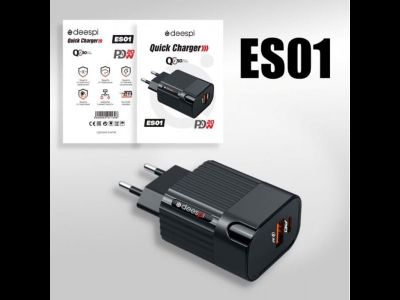 Сетевое зарядное устройство deespi ES01 A+C QC3.0+PD20W  Black