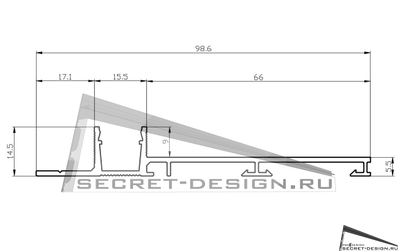 СКРЫТЫЙ ПЛИНТУС PRO DESIGN COMBO 603 - НЕ АНОДИРОВАННЫЙ