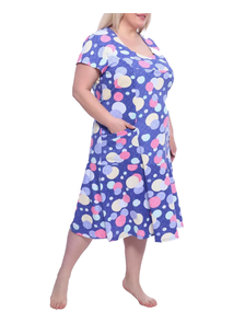 Легкое платье  из хлопка БОЛЬШОГО размера  Арт.23223-5292 (Цвет сине-розовый) Размеры 64-78
