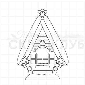 Штамп деревянная избушка в снегу
