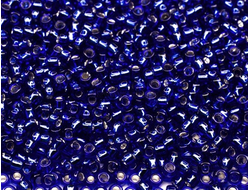 Toho 15/0 0028 Transparent Silver-Lined Cobalt / Прозрачный кобальт с серебряной линией внутри